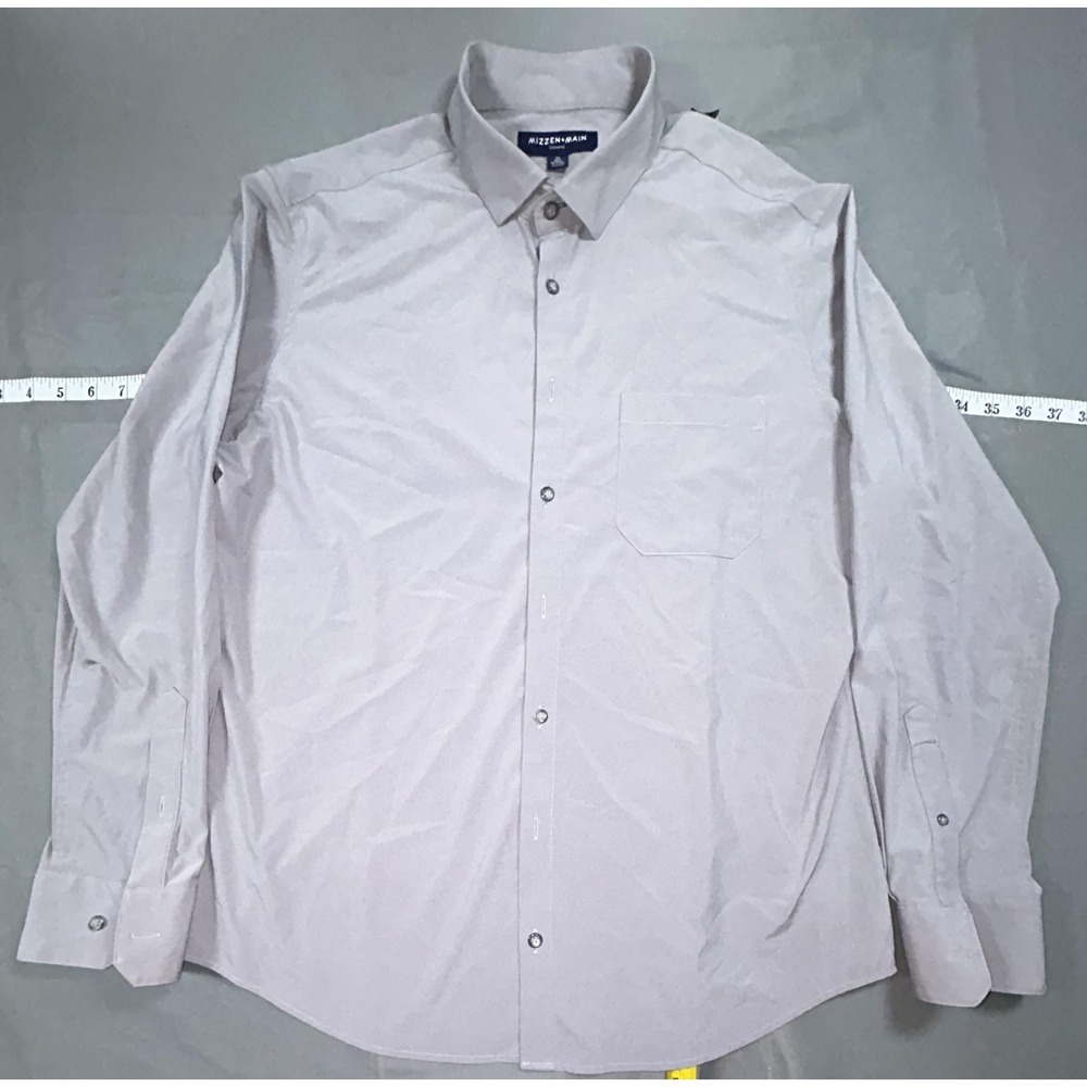 Mizzen+Main Dress Shirt Mens XL Gray Leeward Trim No Tuck Stretch Long Sleeve